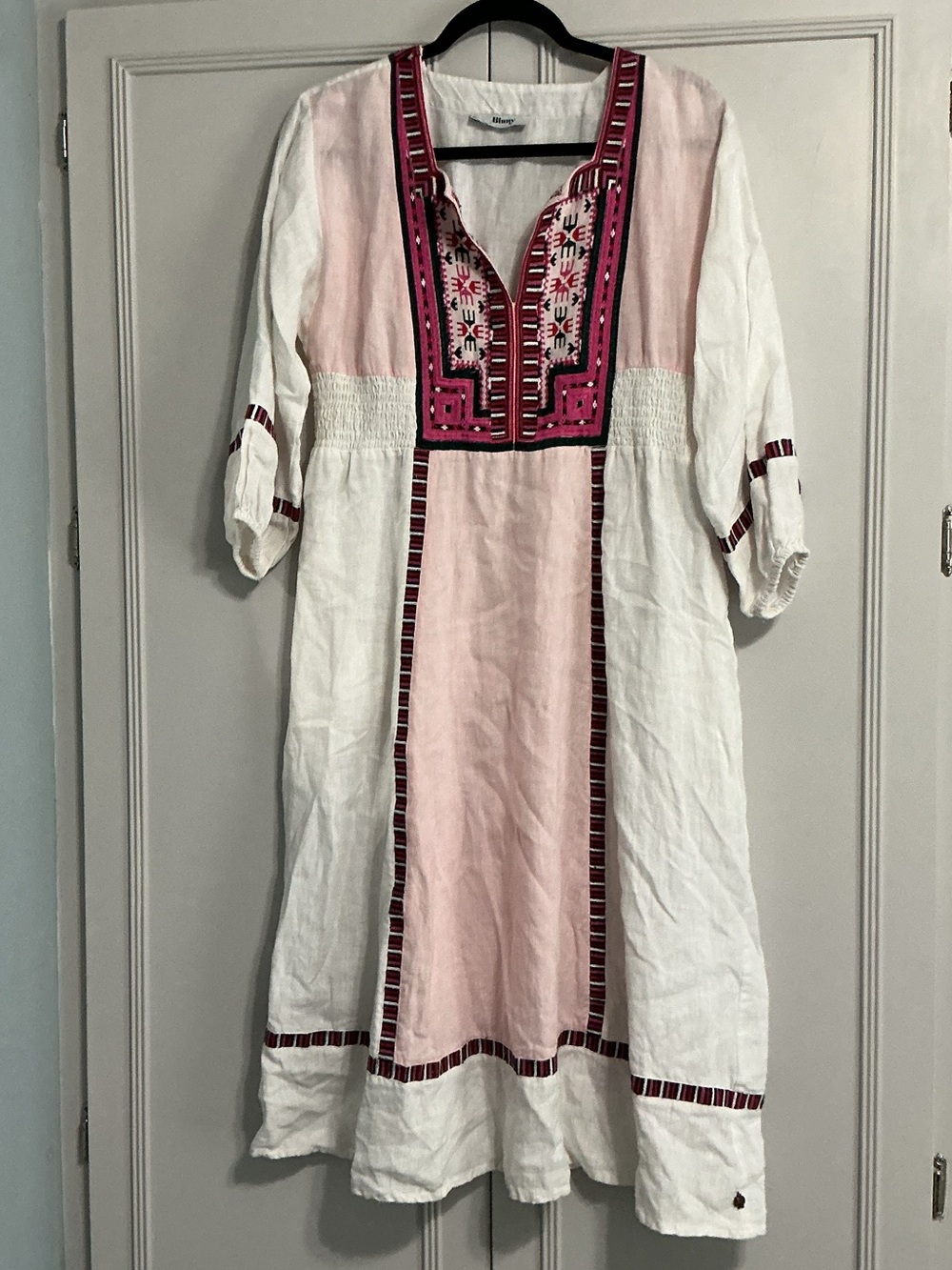 BINNY 100% Linen Boho Folk Art Australian Design Dress 10